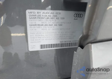 2020 Audi Q3 Premium 45 Tfsi S Line Quattro Tiptronic z USA, uszkodzony, nr VIN WA1DECF34L1078845